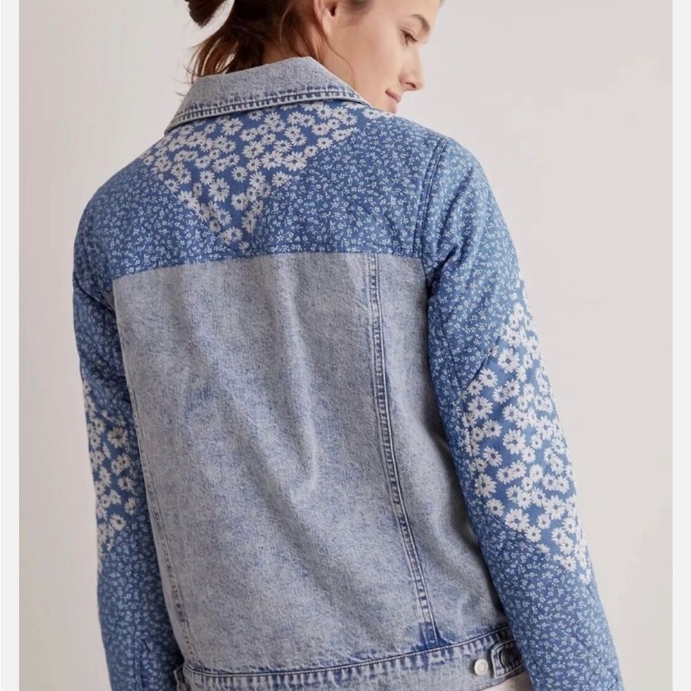Anthropologie Avec Les Filles Floral Patchwork Denim Jacket Size XL - Picture 2 of 10